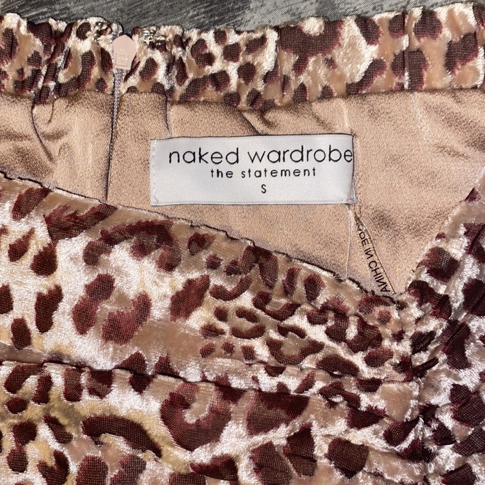 NWOT NAKED WARDROBE suede leopard print ruffle mini skirt - Picture 8 of 9